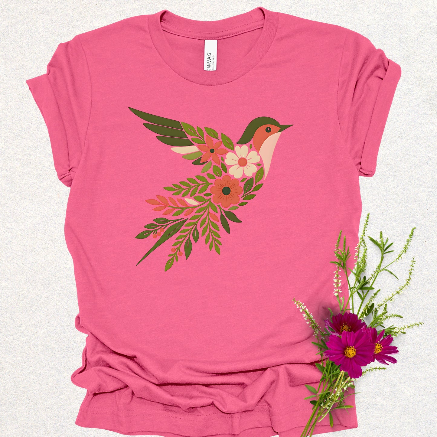Floral Swallow Bird Tee