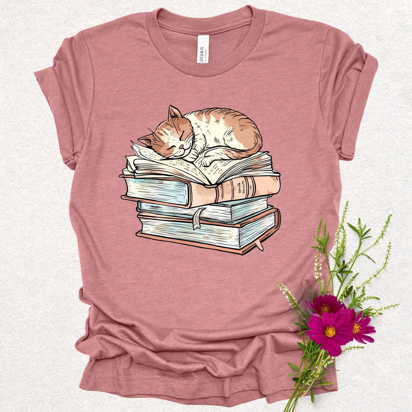 Cozy Bookish Cat Tee