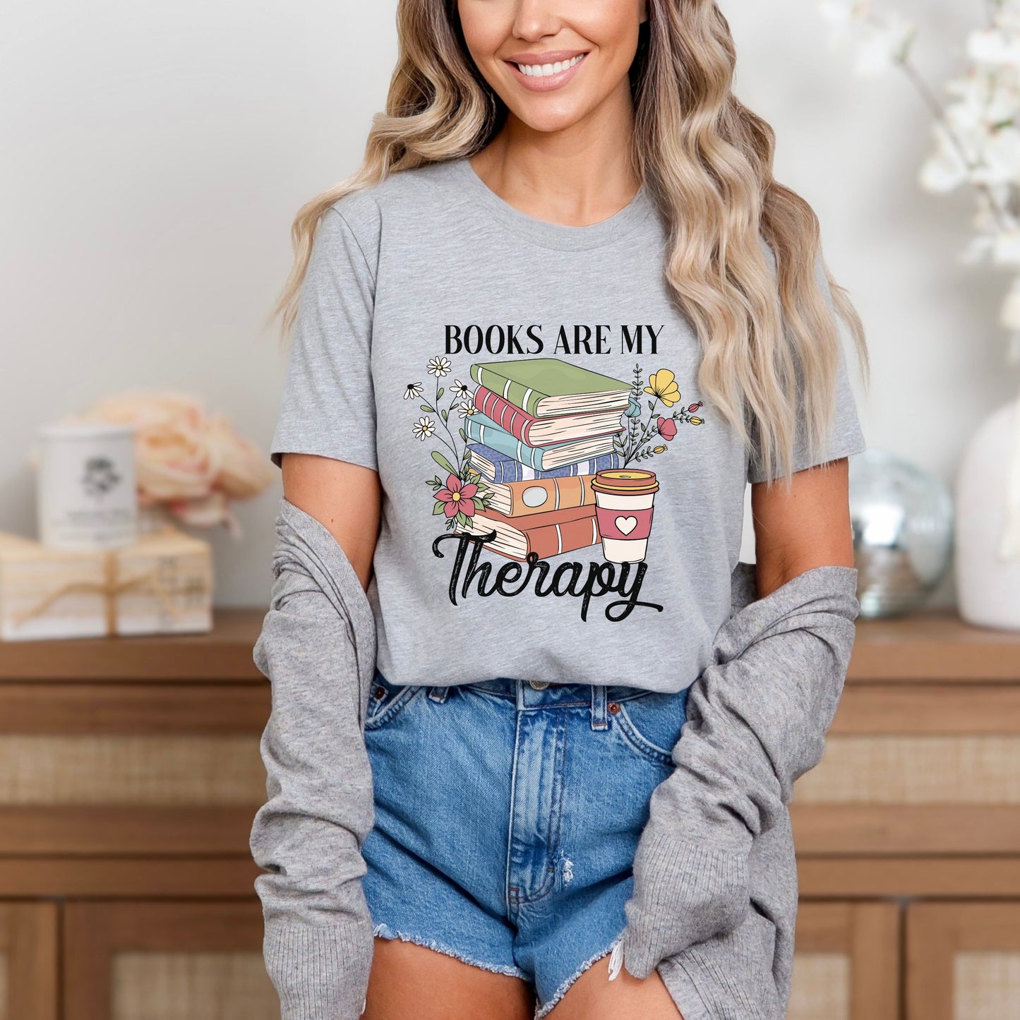 Book Lover's Therapy Tee
