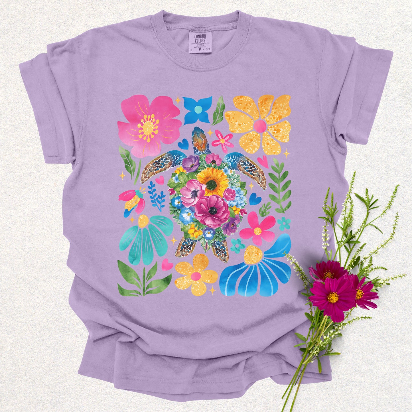 Floral Sea Turtle Tee