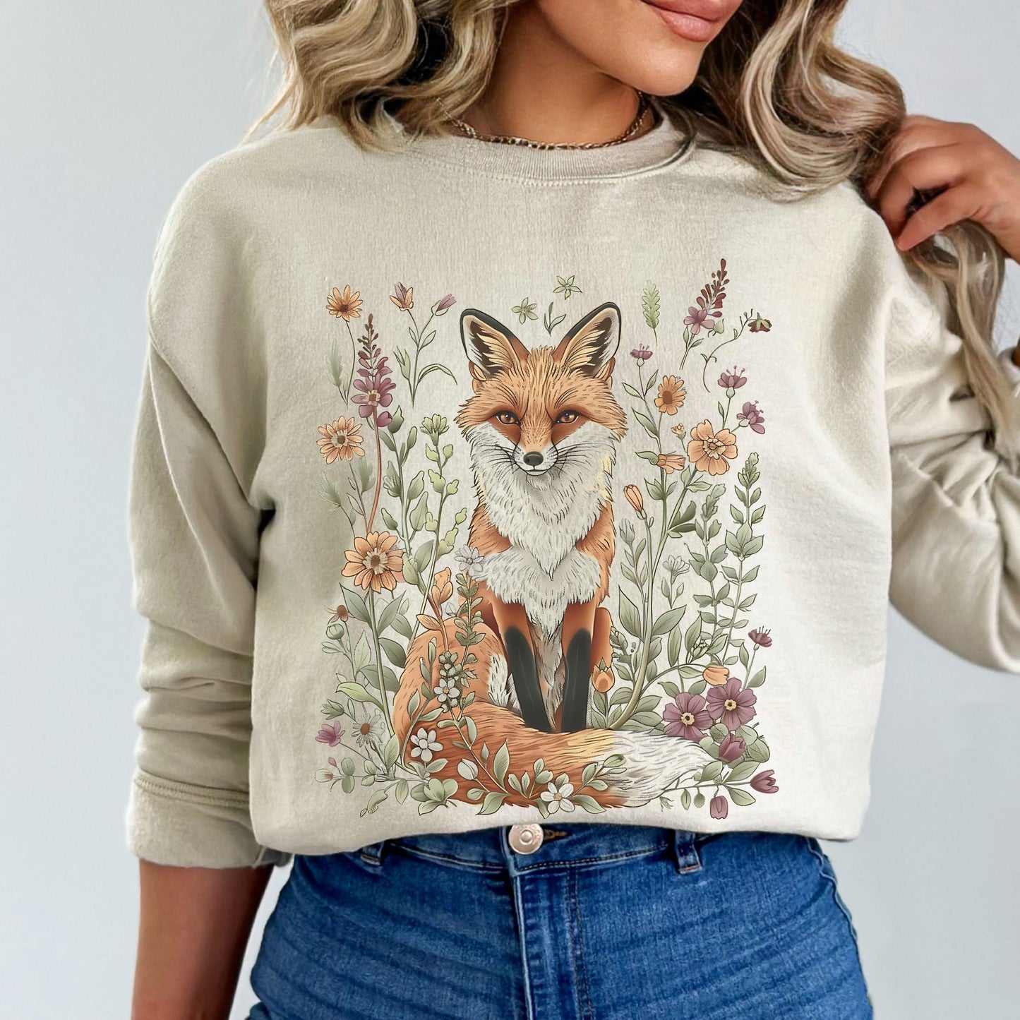 Floral Fox Crewneck Sweatshirt