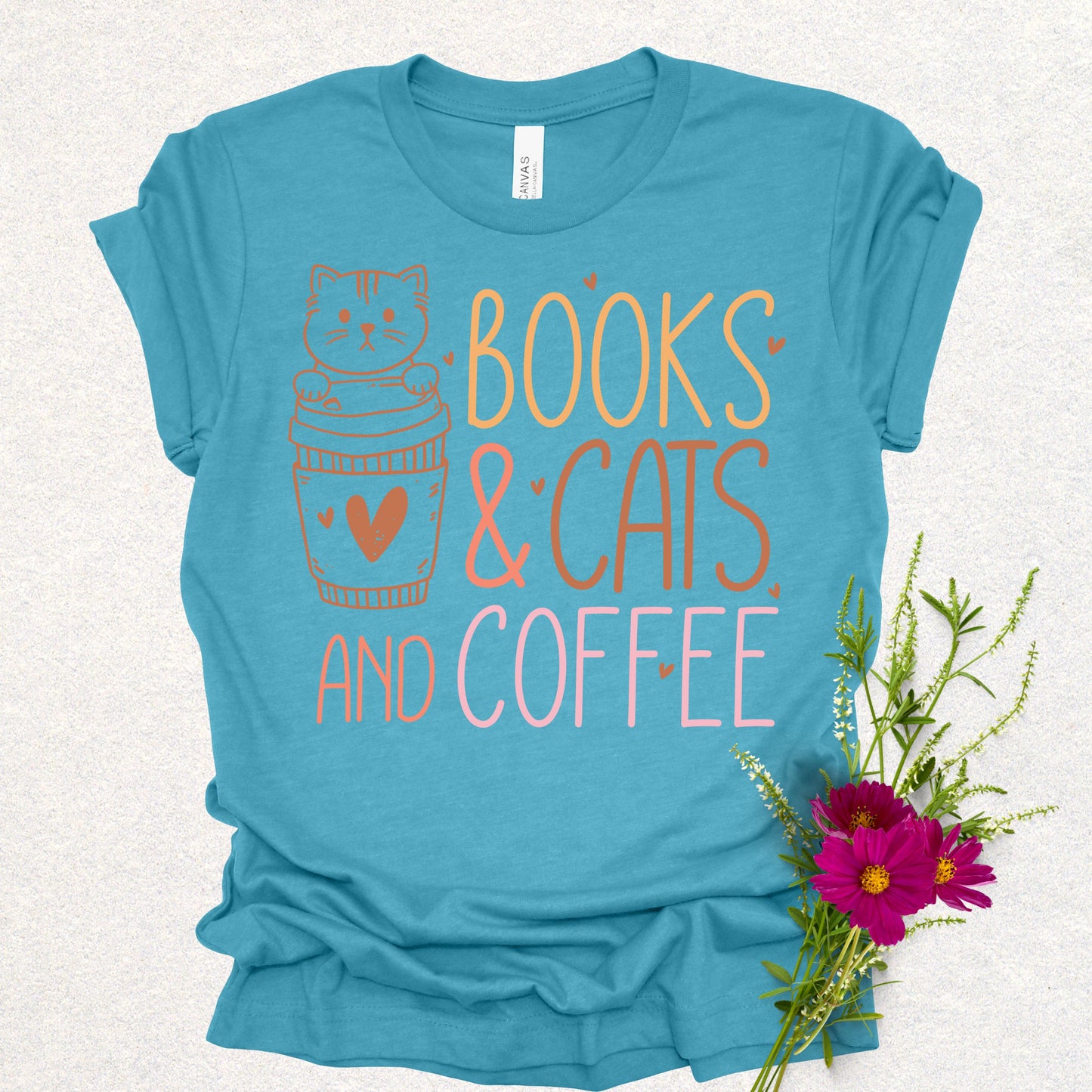 Books, Cats & Coffee Tee