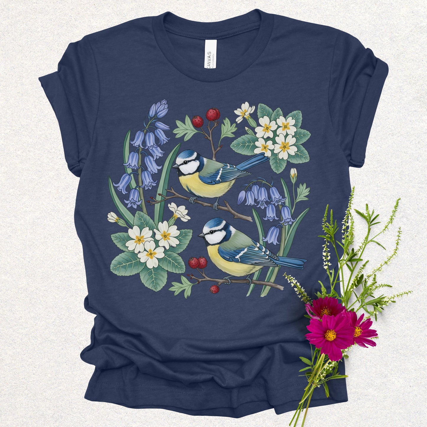 Songbird Series - Eurasian Blue Tits Floral Tee