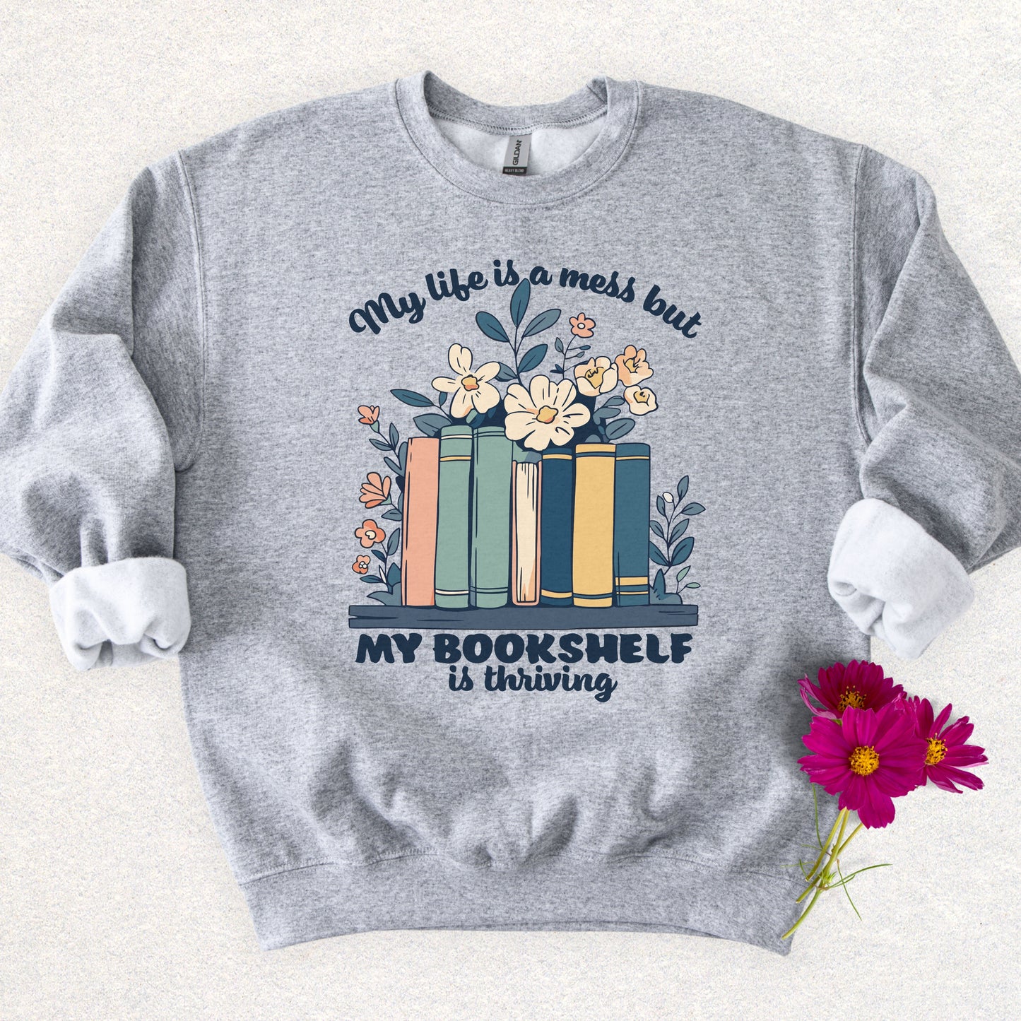 Bookshelf Thriving Book Lover's Sweatshirt