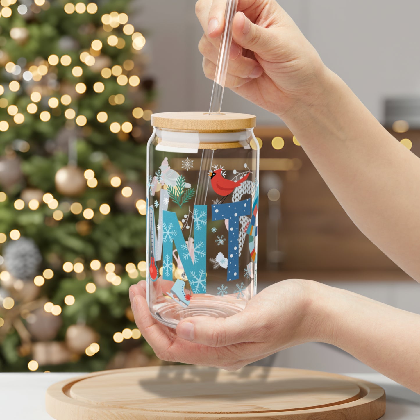 Hello Winter 16oz Sipper Glass