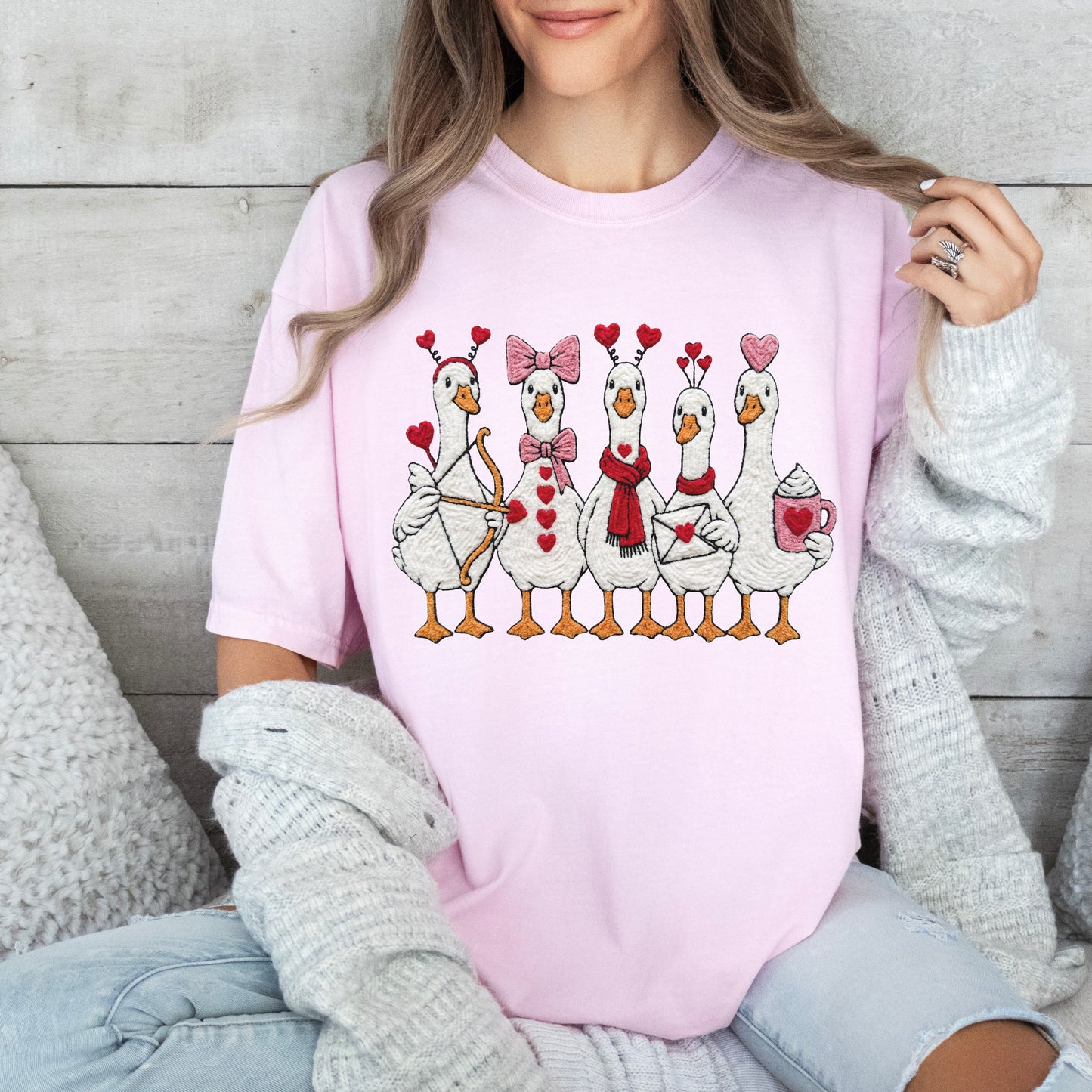 Cupid's Goose Crew Valentines Tee