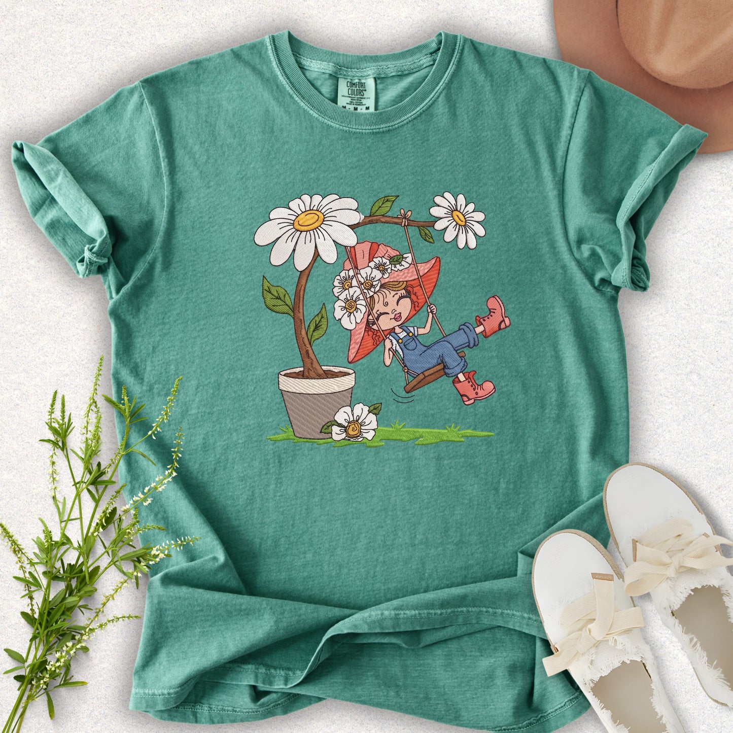 Faux Embroidery Life in Full Bloom Tee