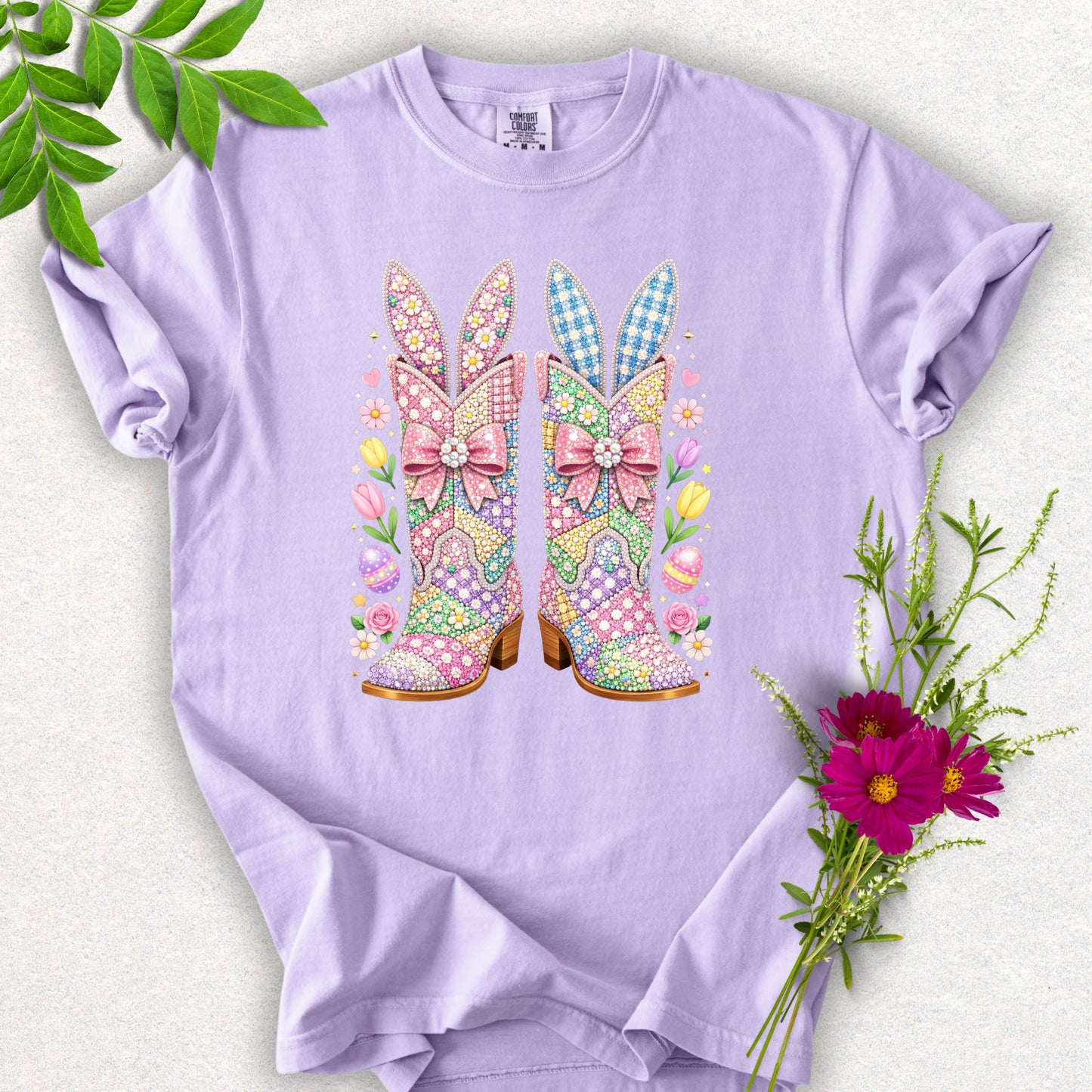 SPARKLY Easter Bunny Boots Tee