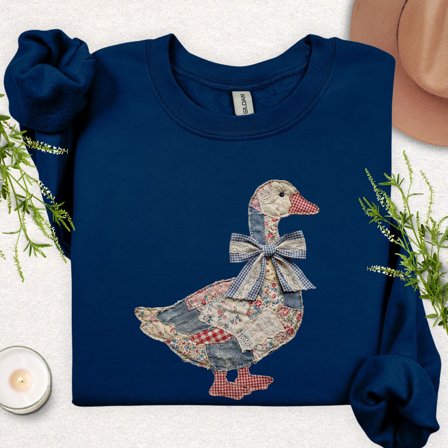 Faux Patchwork Quilted Farmhouse Fancy Sweatshirt