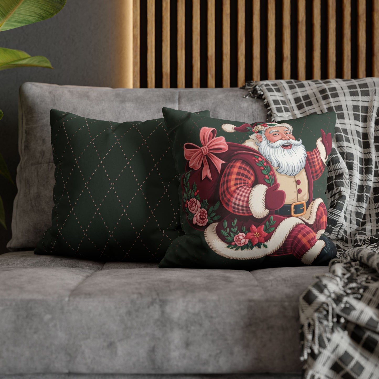 Festive Santa Faux Suede Pillowcase