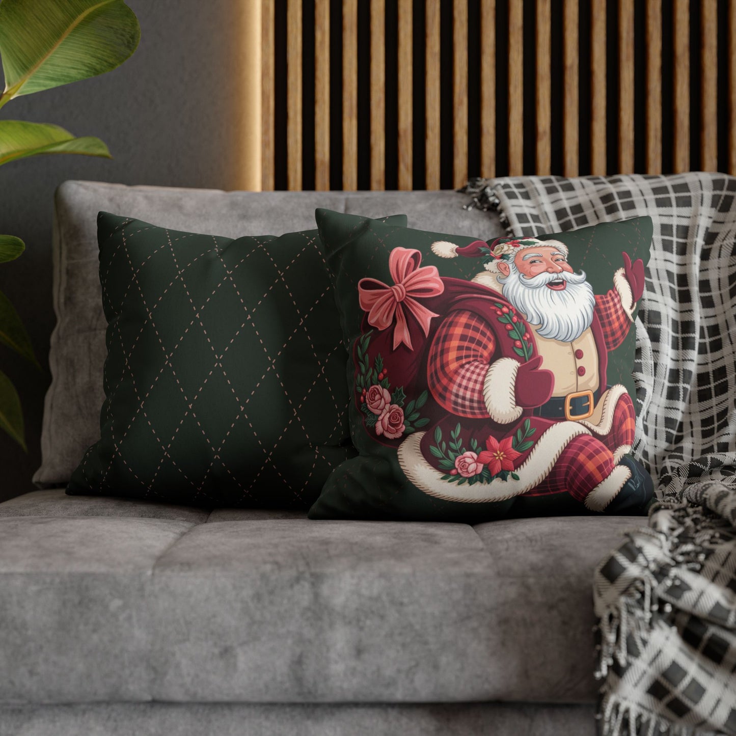 Festive Santa Faux Suede Pillowcase