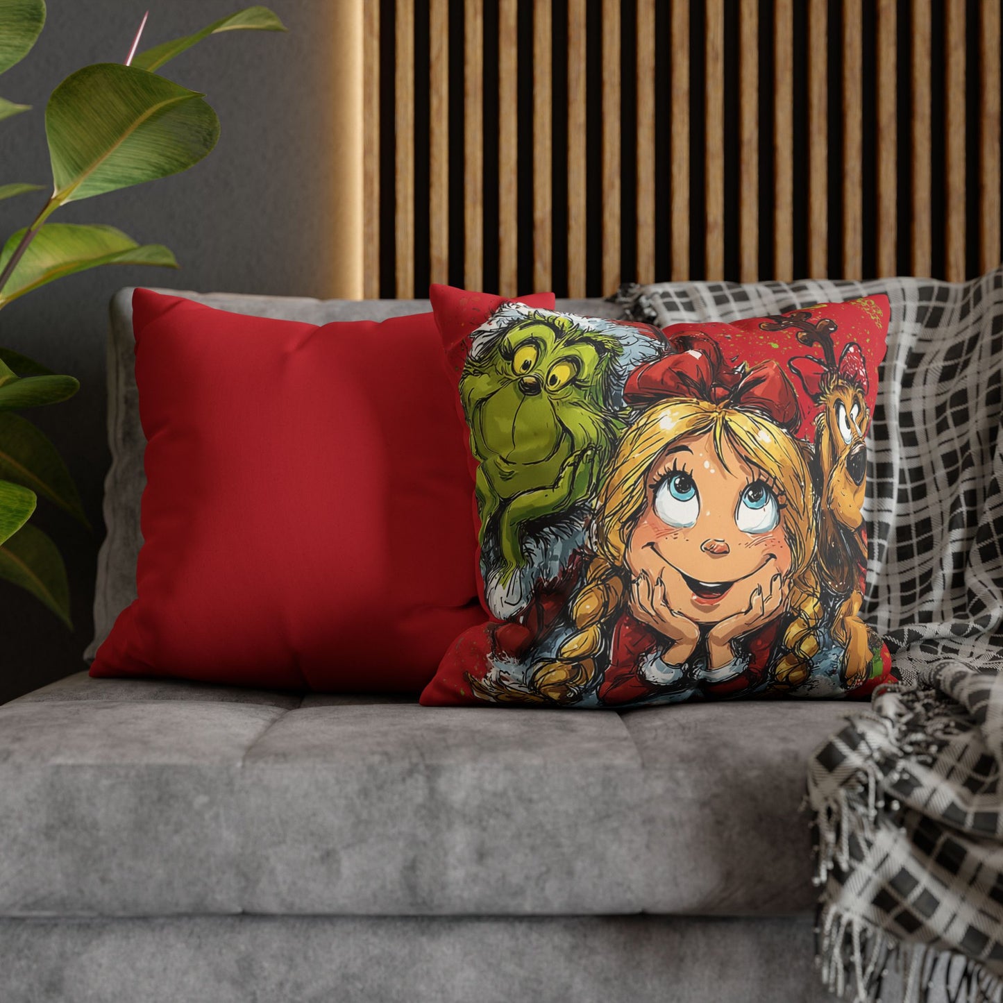 Christmas Friends Faux Suede Square Pillowcase