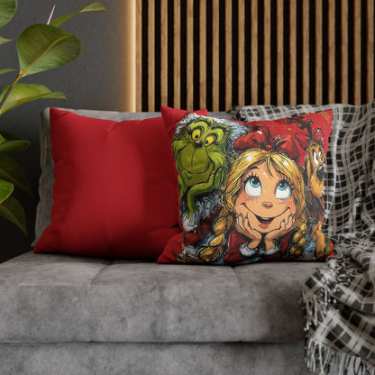 Christmas Friends Faux Suede Square Pillowcase