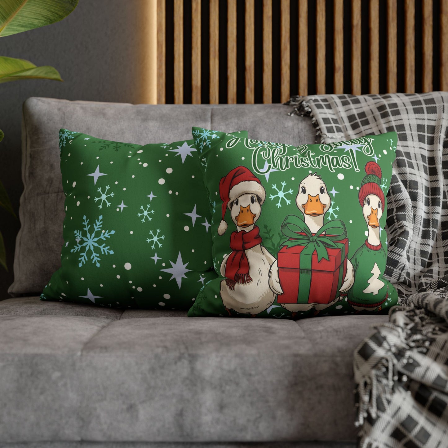 Christmas Duck Decorative Faux Suede Pillow Cover