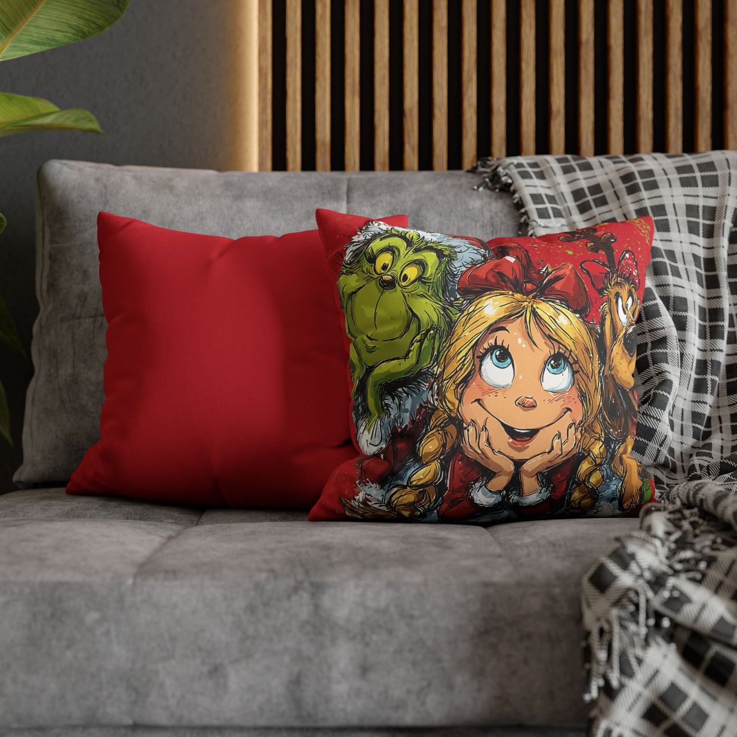 Christmas Friends Faux Suede Square Pillowcase