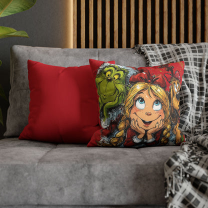 Christmas Friends Faux Suede Square Pillowcase