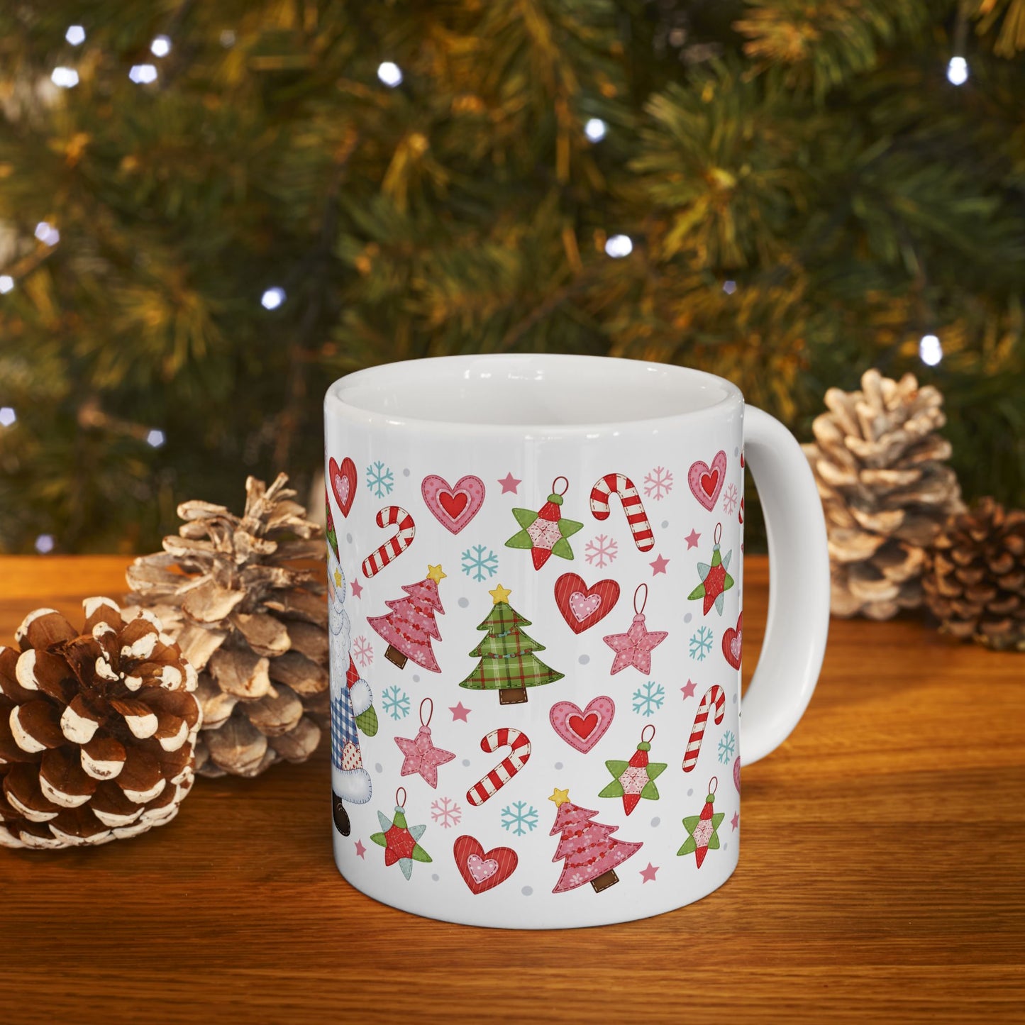 Christmas Santa Patchwork Ceramic Mug (11oz/15oz)