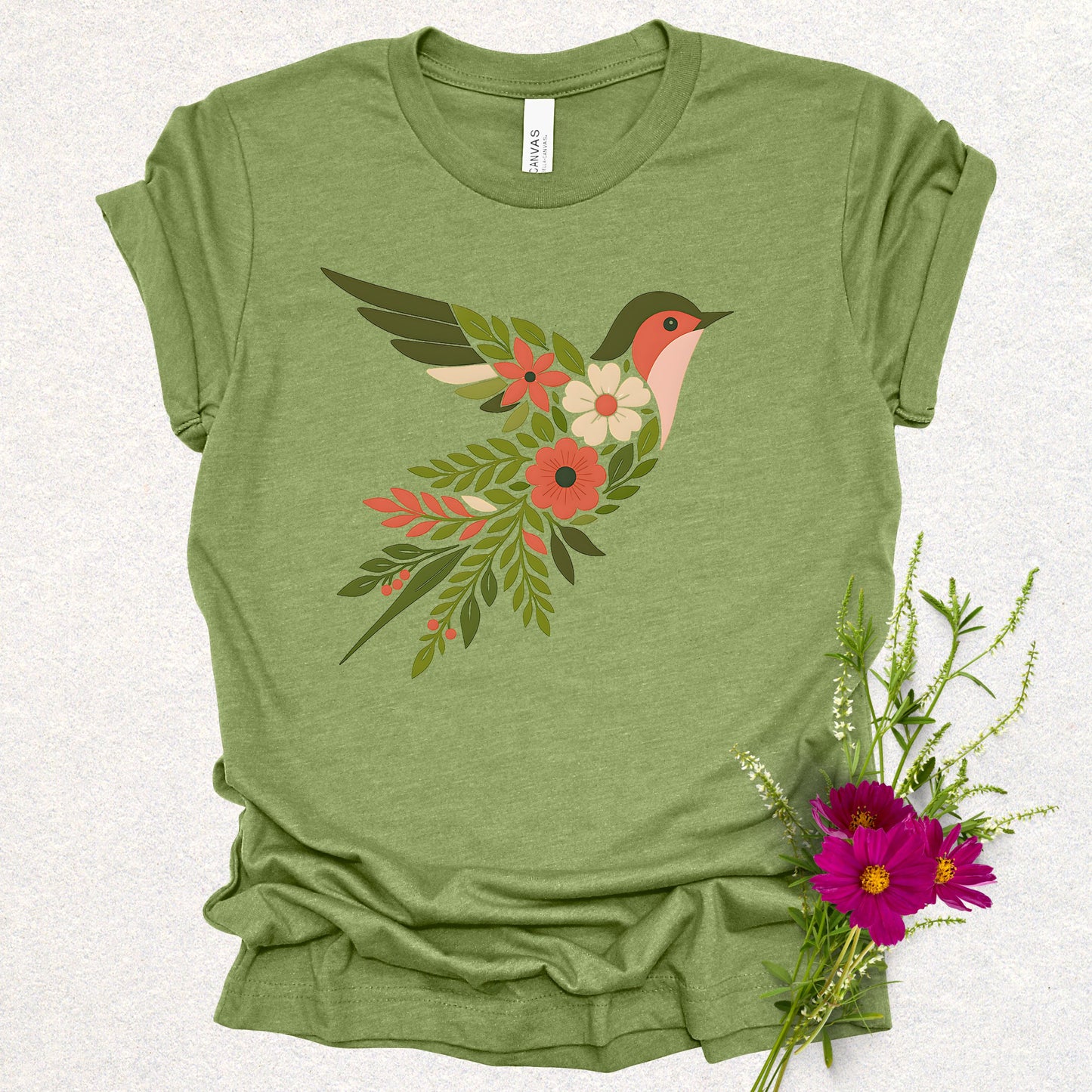 Floral Swallow Bird Tee