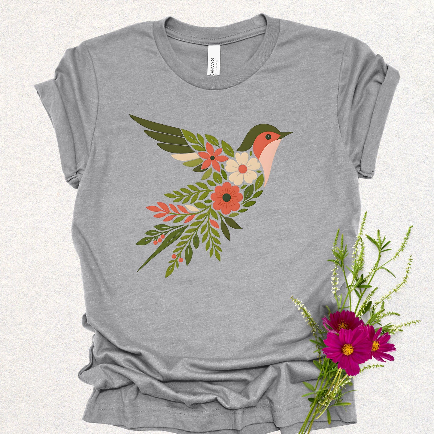 Floral Swallow Bird Tee