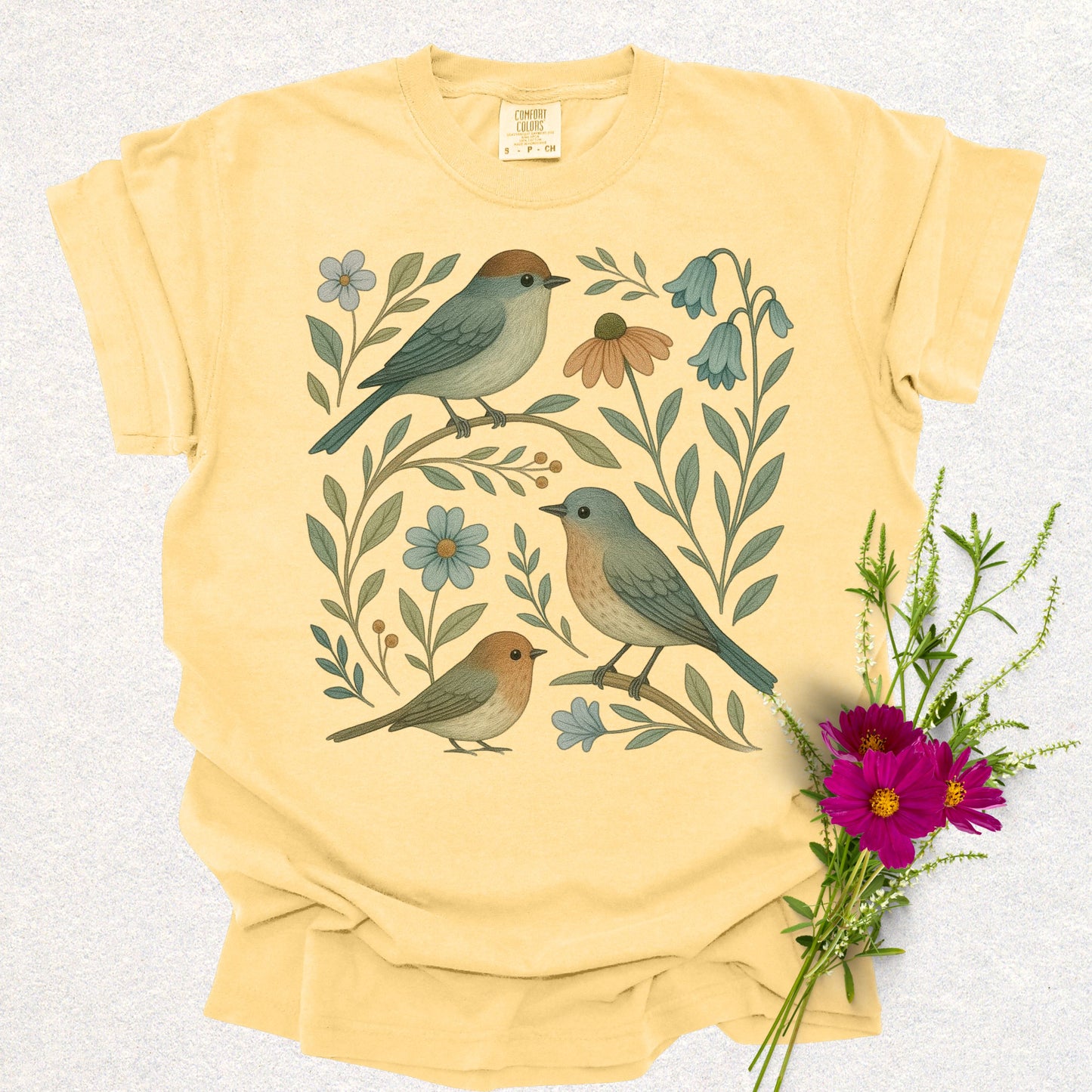 Charming Floral Birds Tee