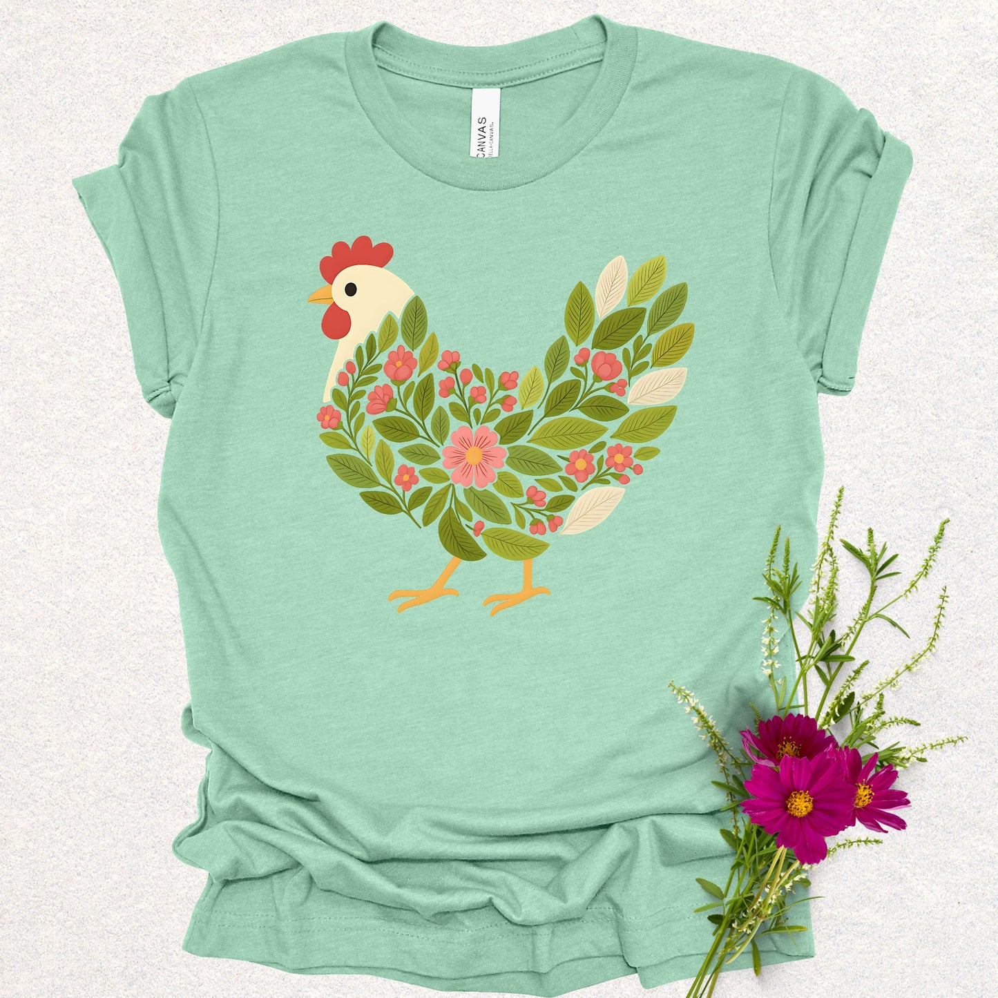 Floral Chicken Tee