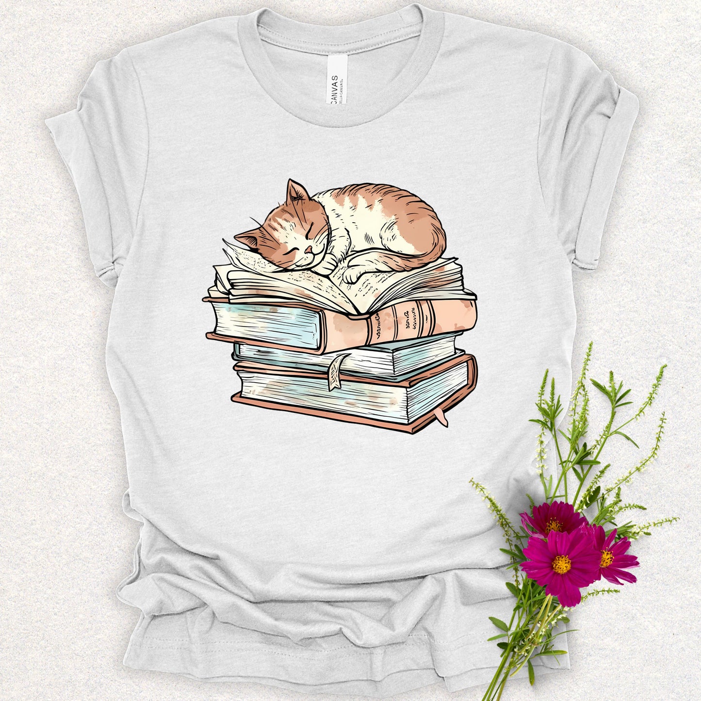 Cozy Bookish Cat Tee