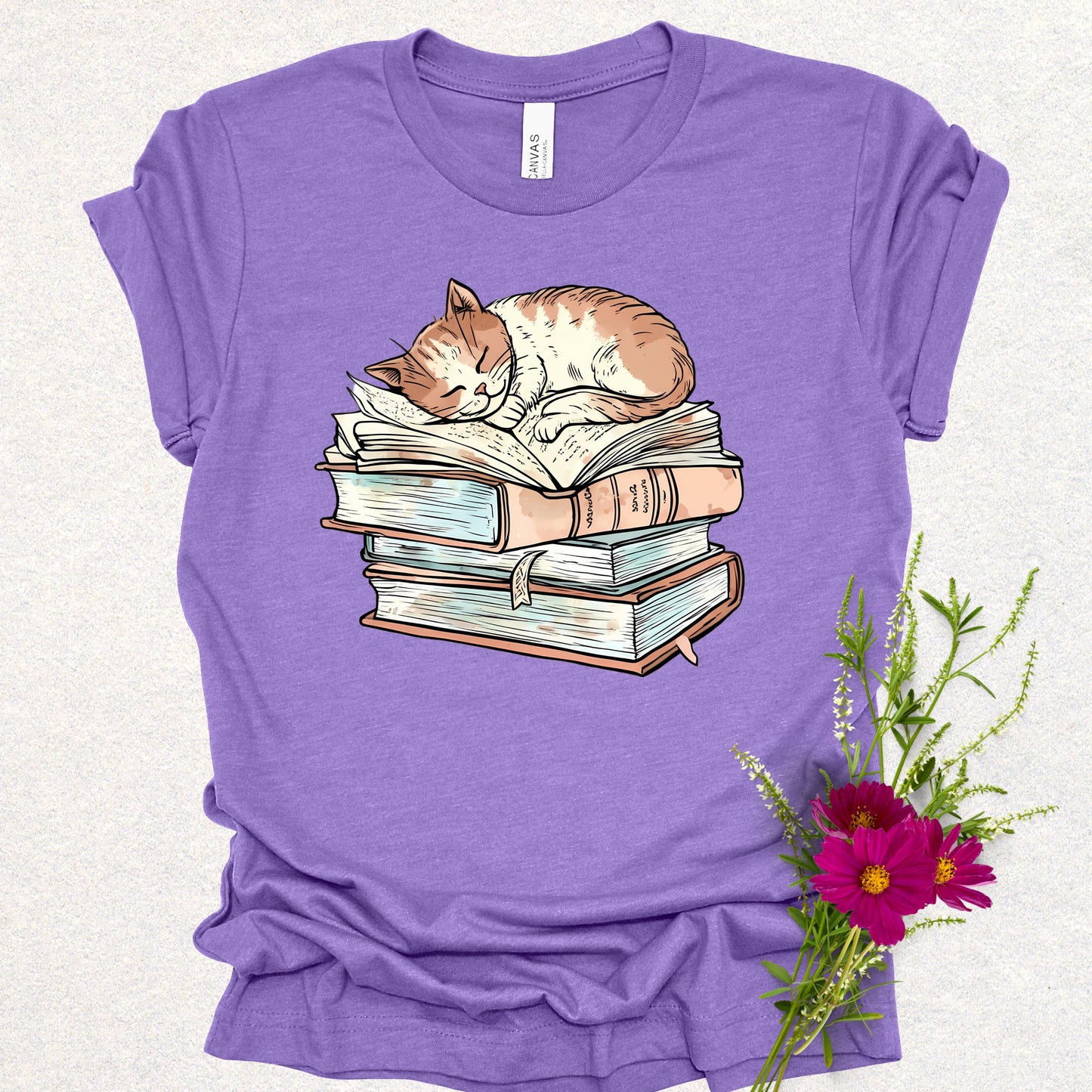 Cozy Bookish Cat Tee
