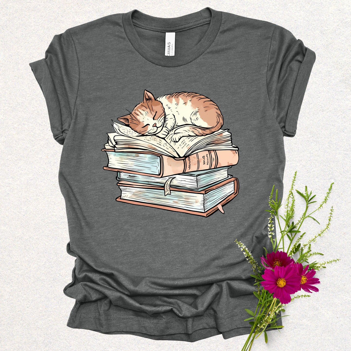Cozy Bookish Cat Tee
