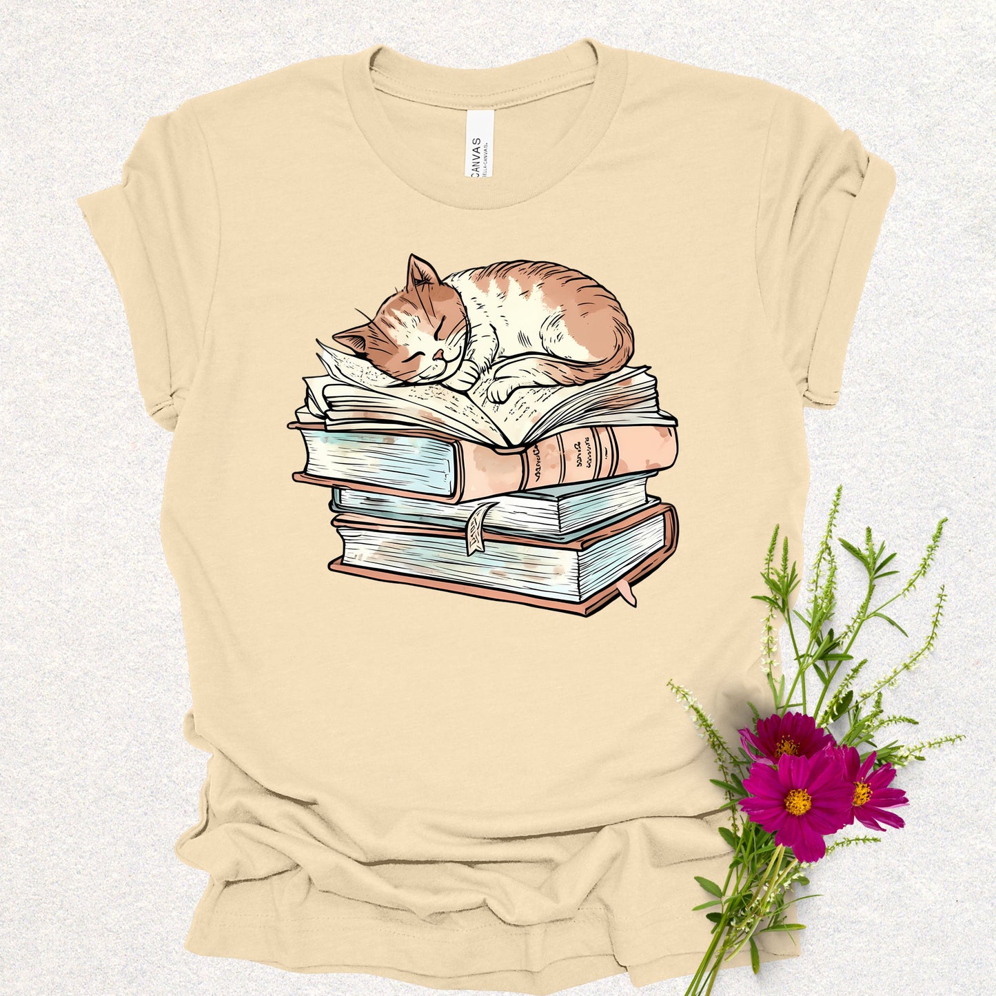 Cozy Bookish Cat Tee