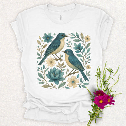 Folk Art Floral Swallow Bird Tee