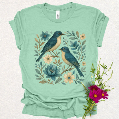 Folk Art Floral Swallow Bird Tee