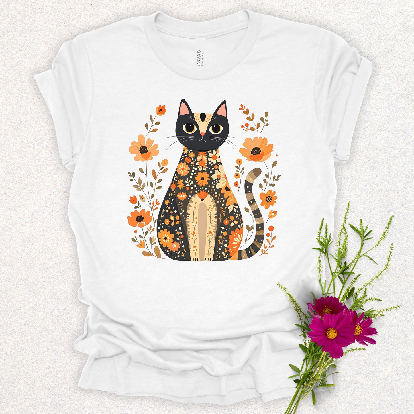 Folk Art Floral Cat Tee