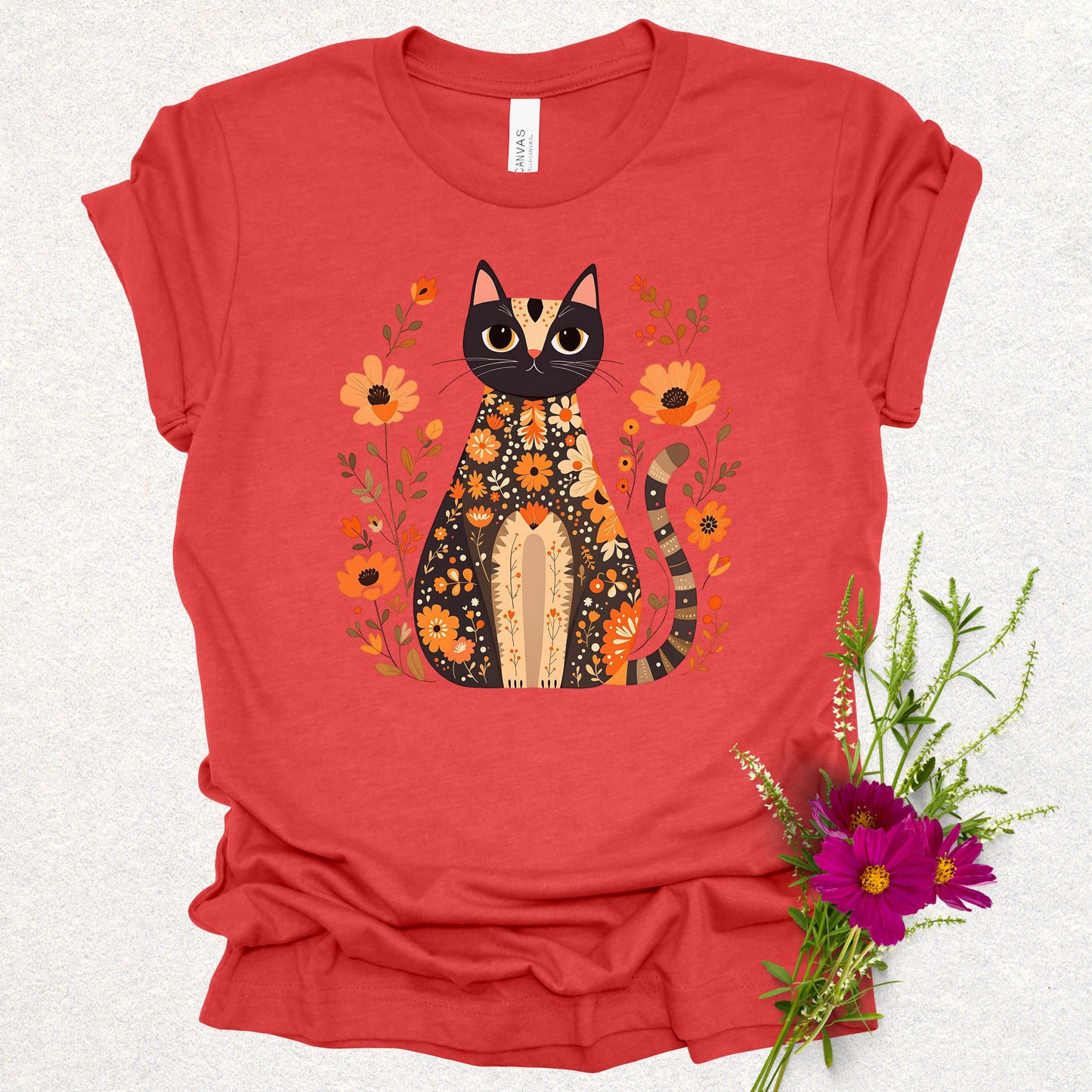 Folk Art Floral Cat Tee