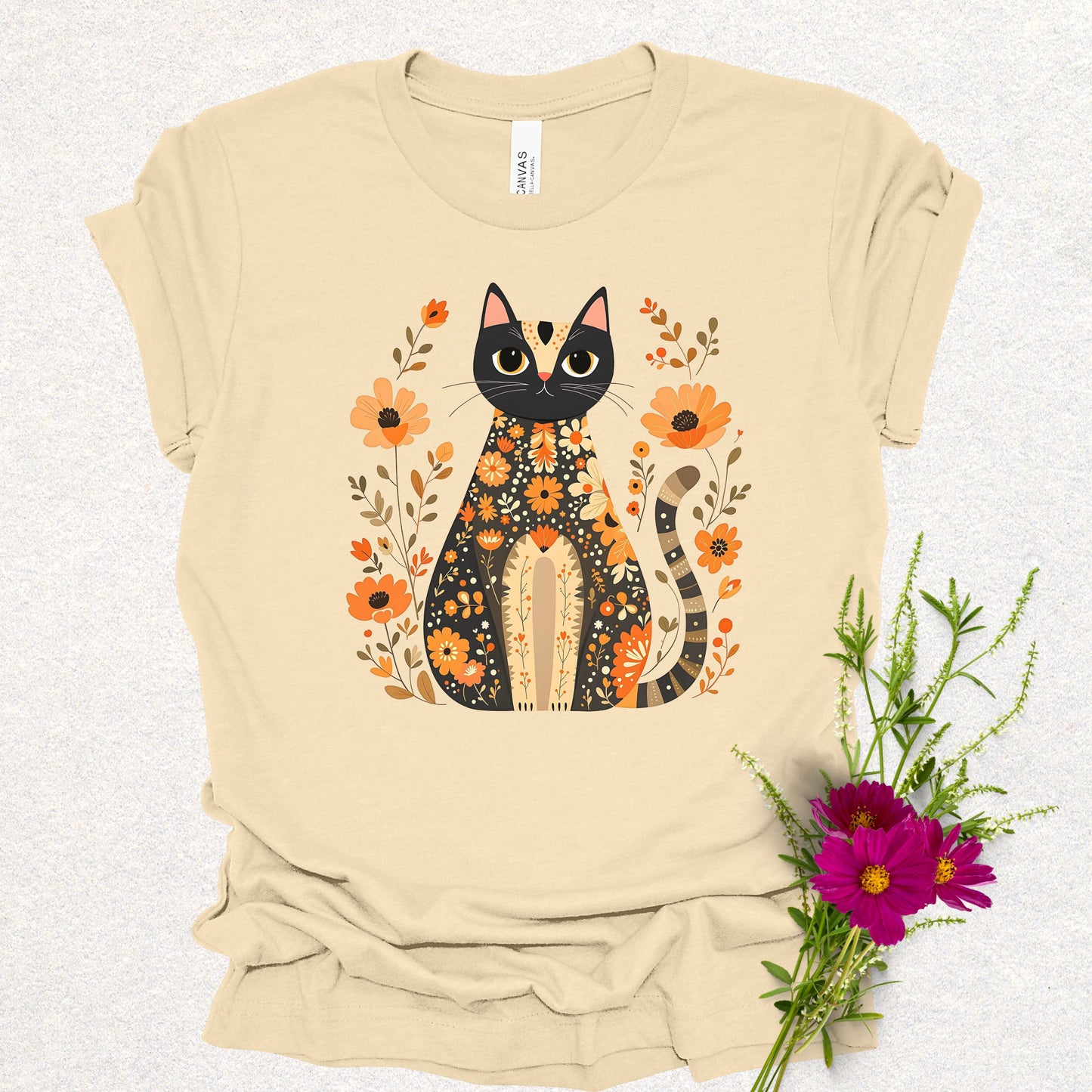 Folk Art Floral Cat Tee