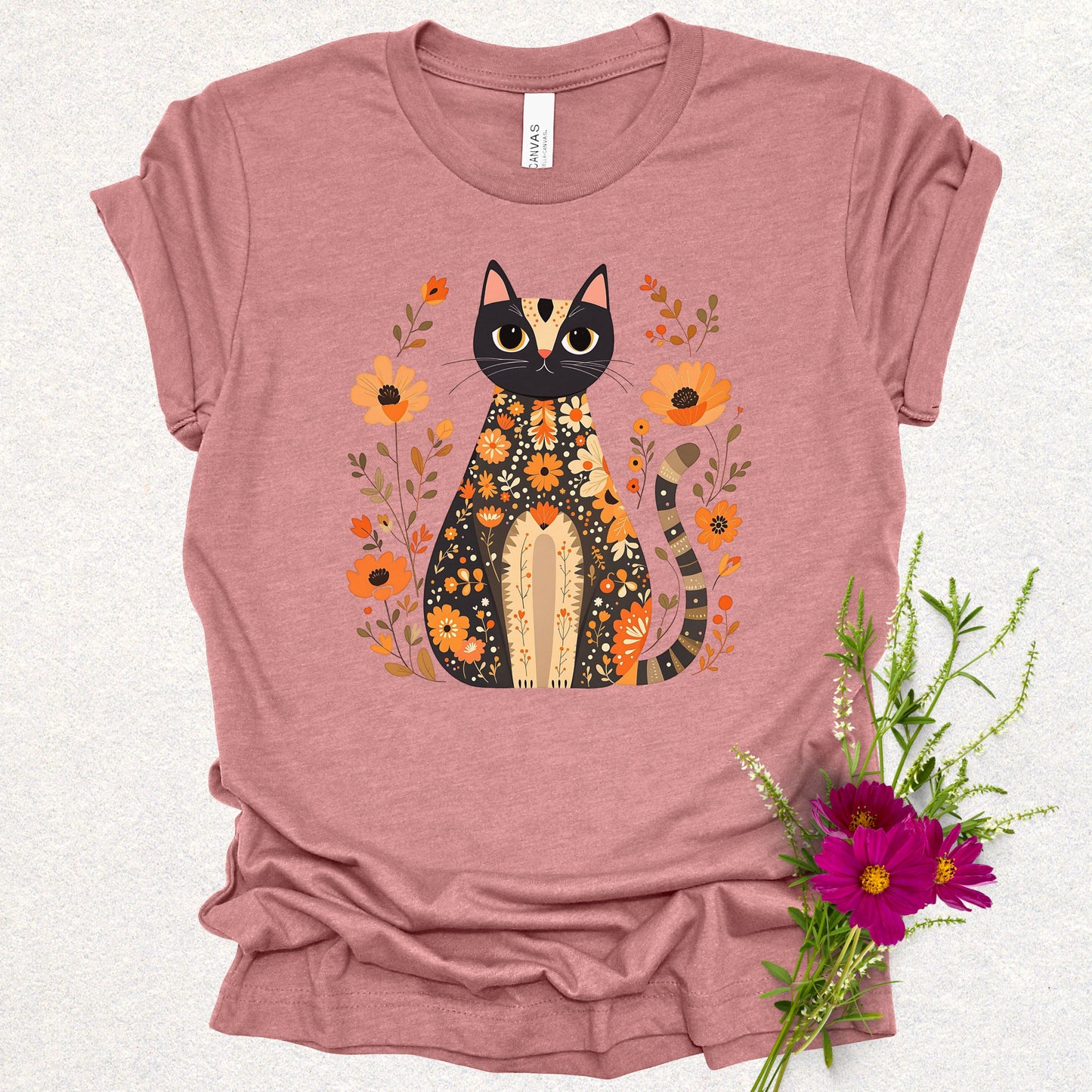 Folk Art Floral Cat Tee