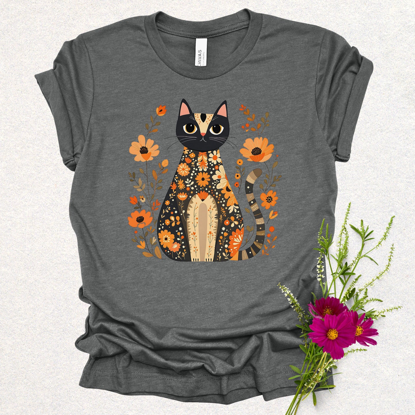 Folk Art Floral Cat Tee