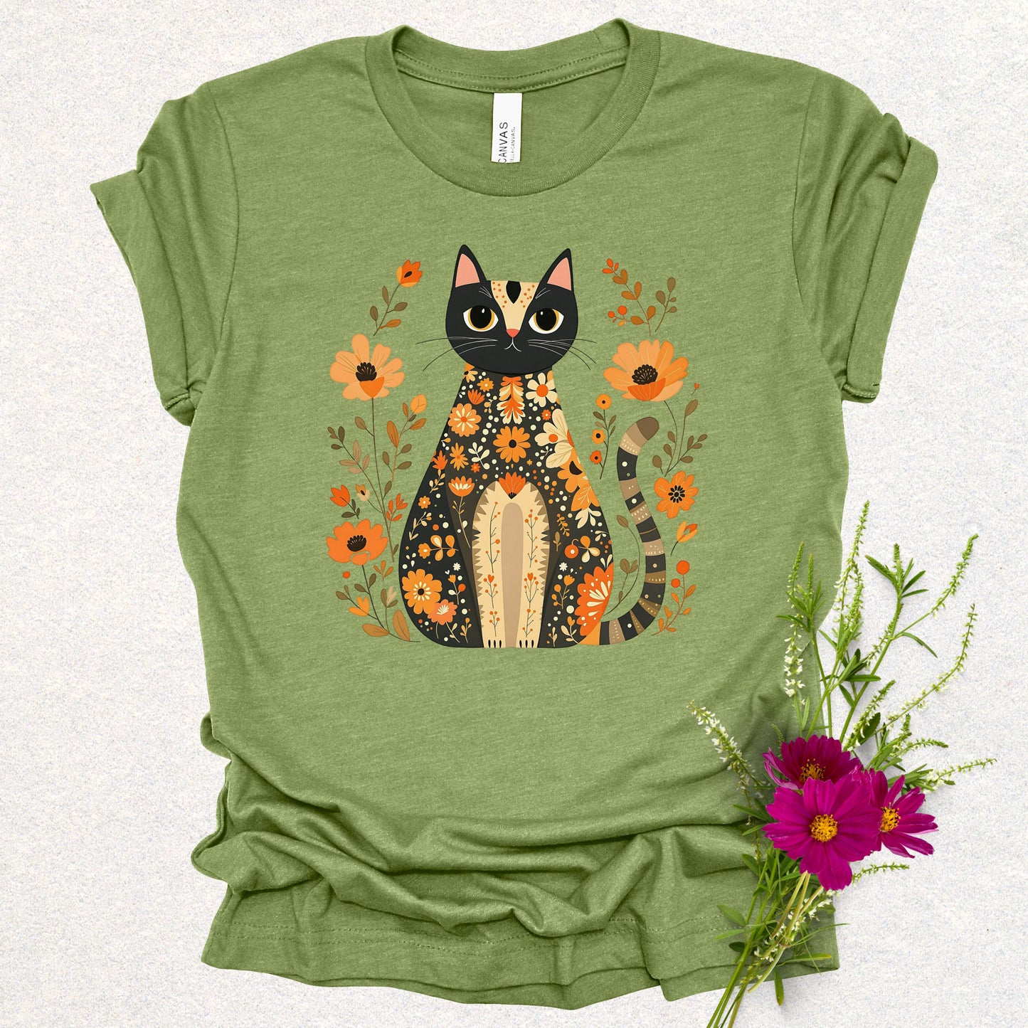 Folk Art Floral Cat Tee