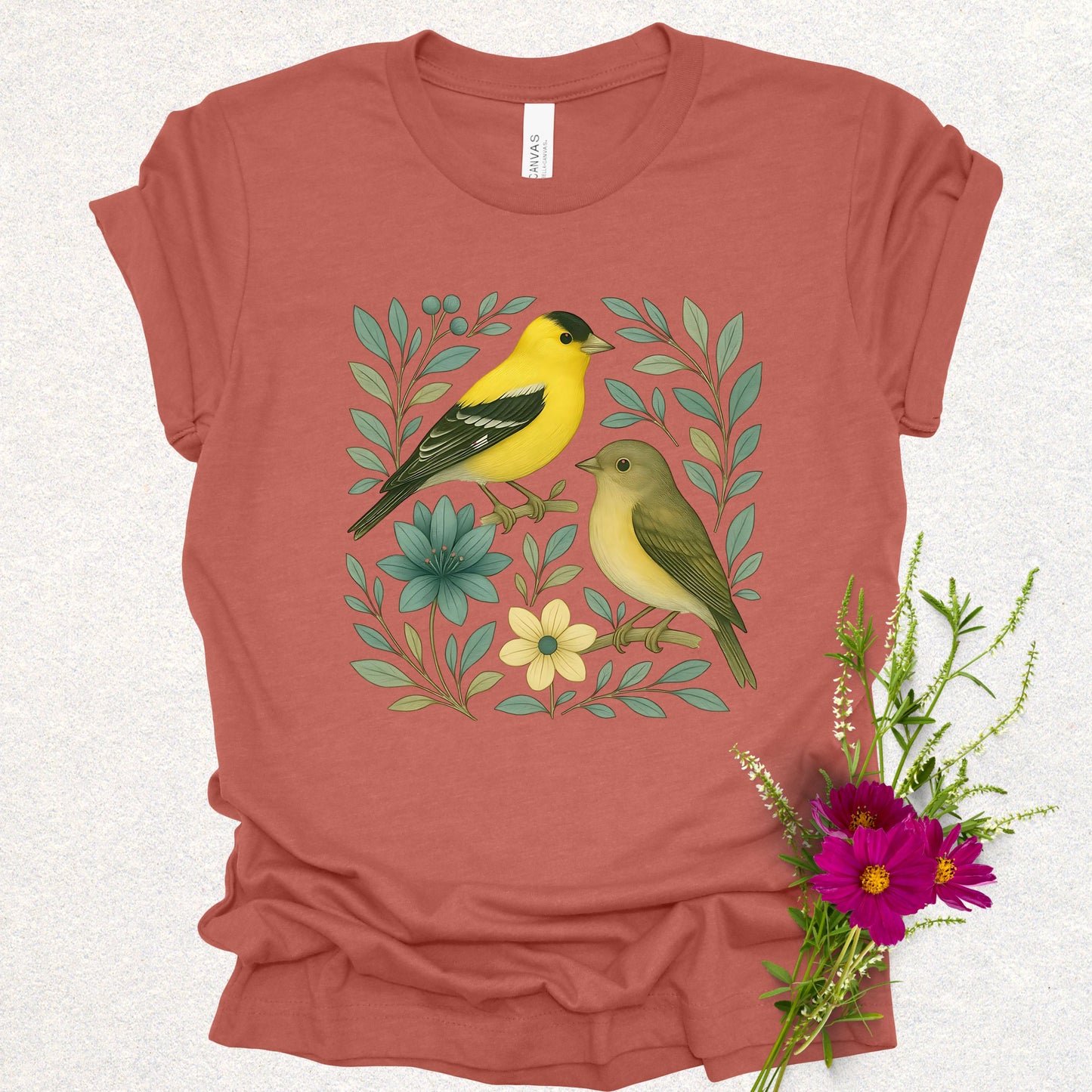 Floral Birds African Goldfinch Tee