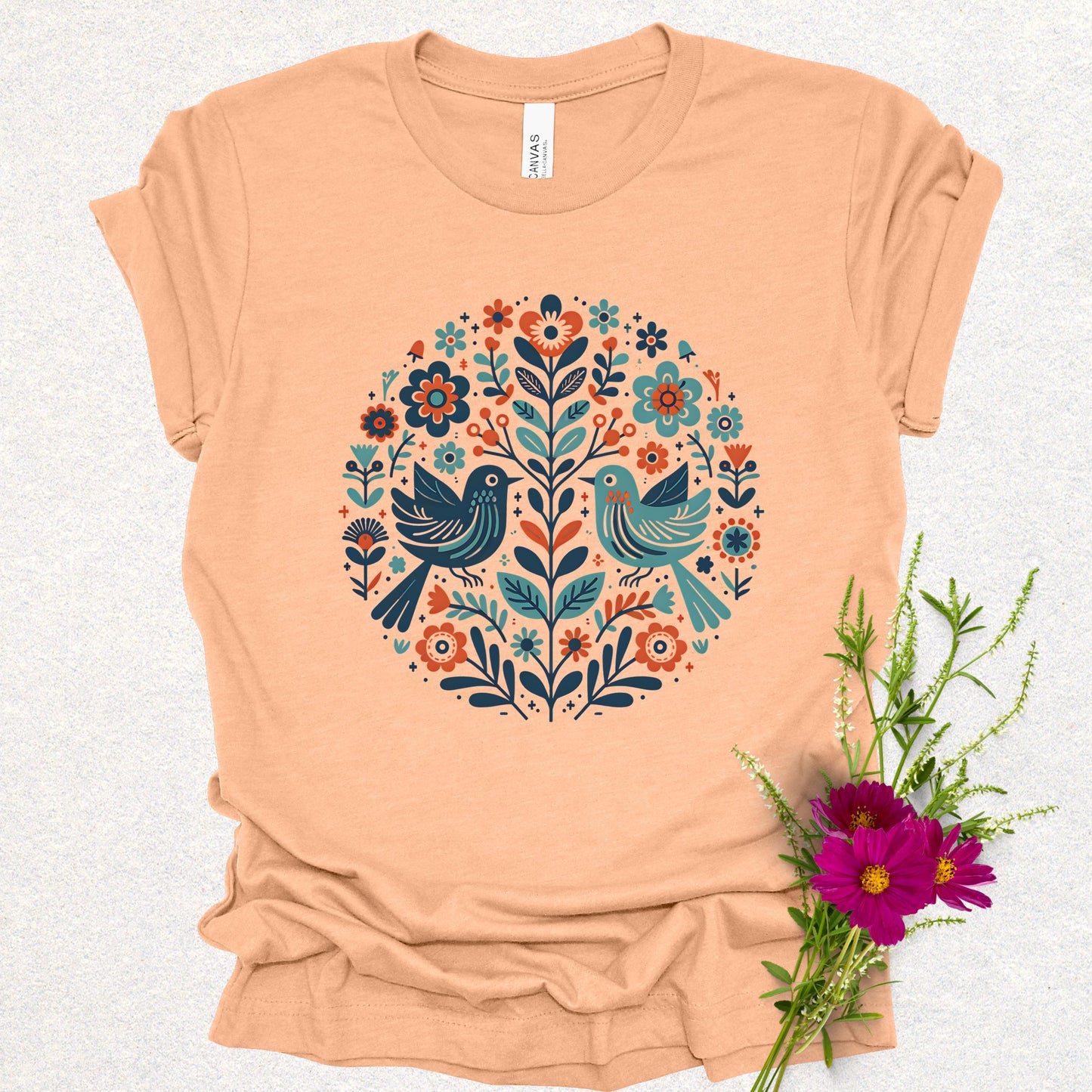 Folk Art Floral Birds Tee