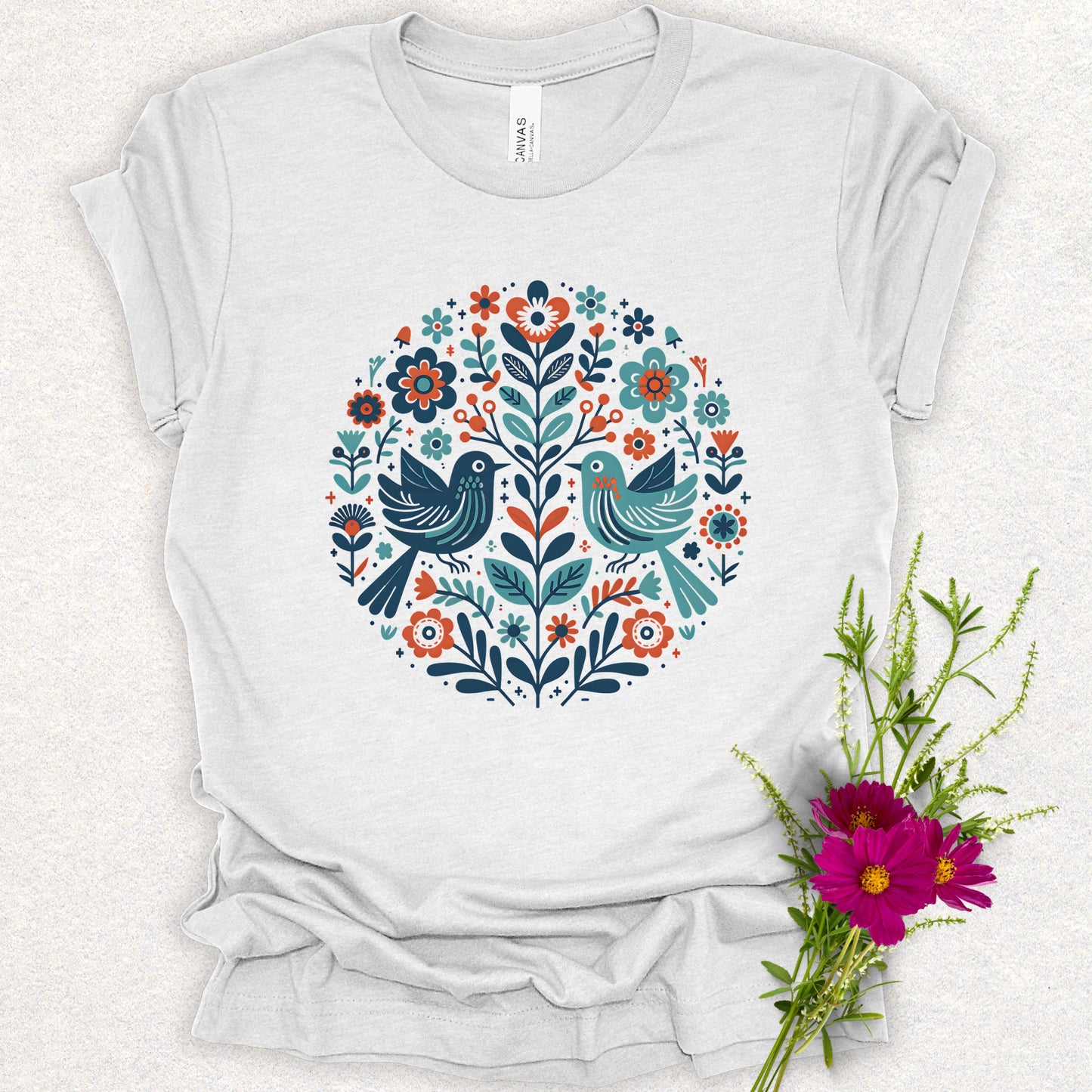 Folk Art Floral Birds Tee