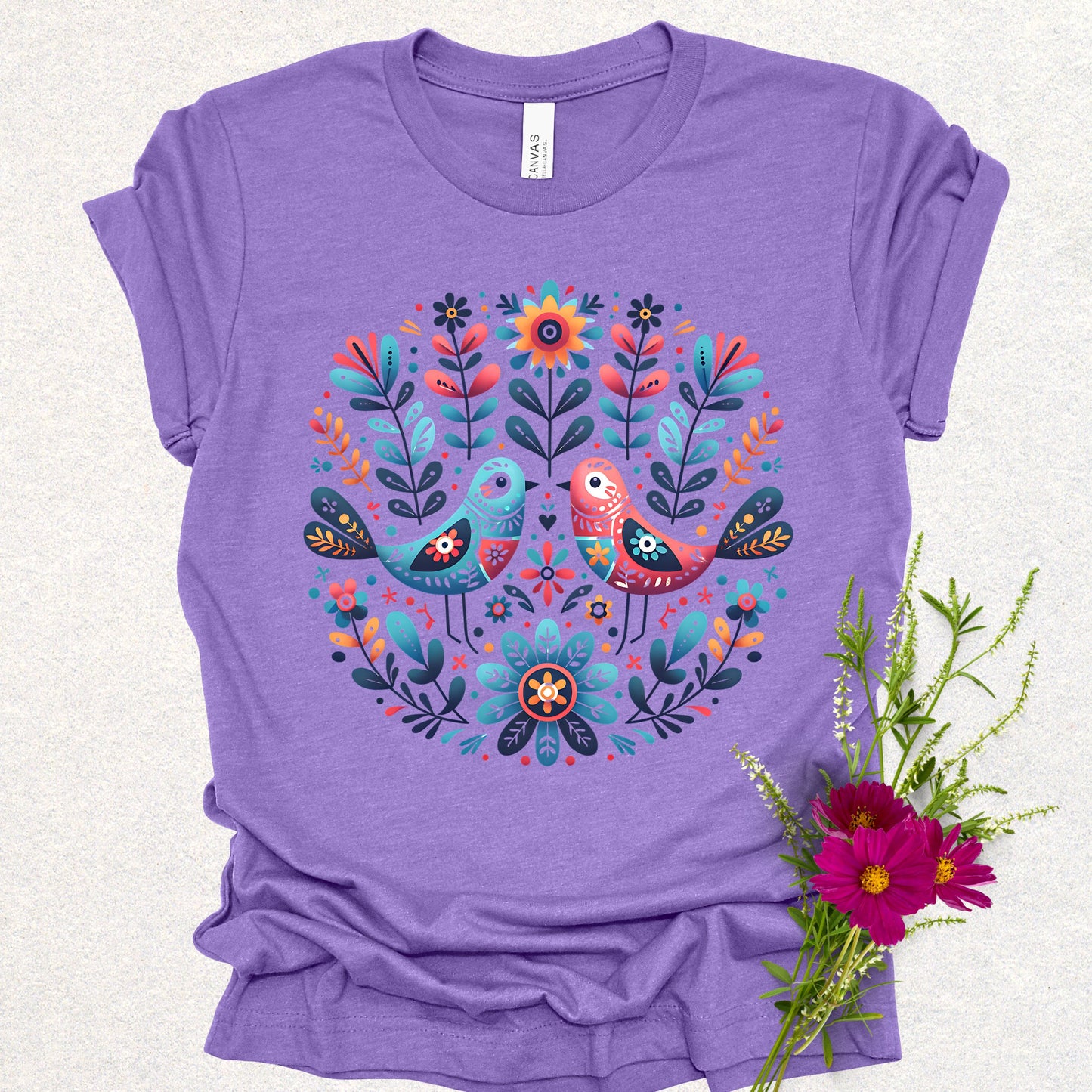Spring Serenade Floral Birds Tee