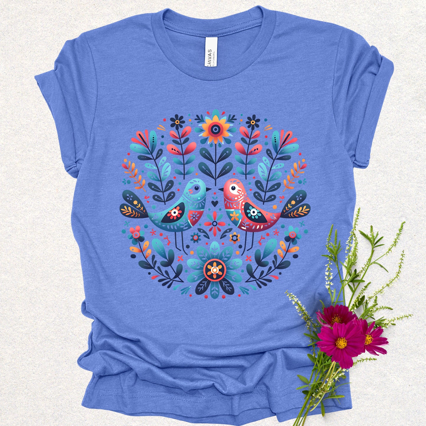 Spring Serenade Floral Birds Tee