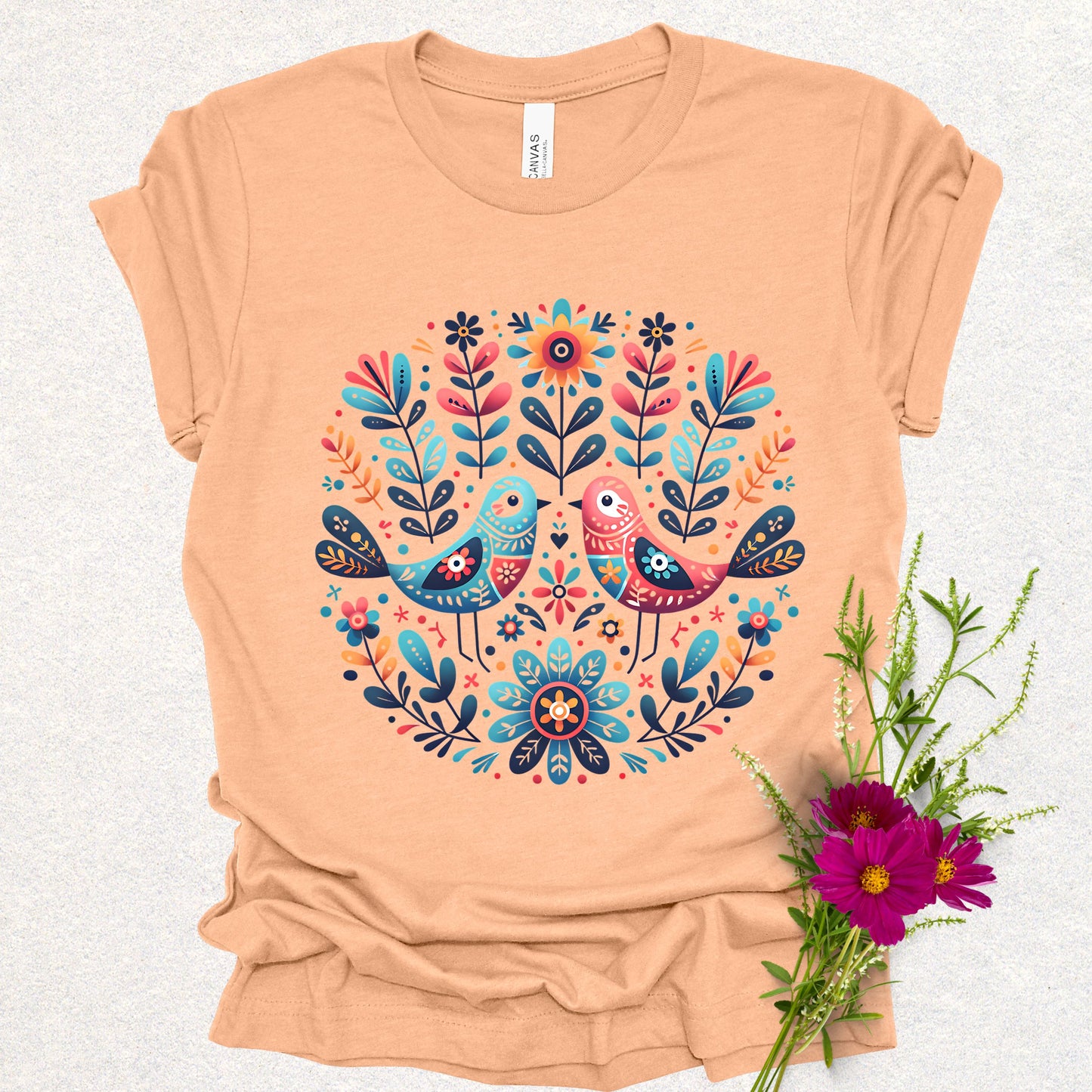 Spring Serenade Floral Birds Tee