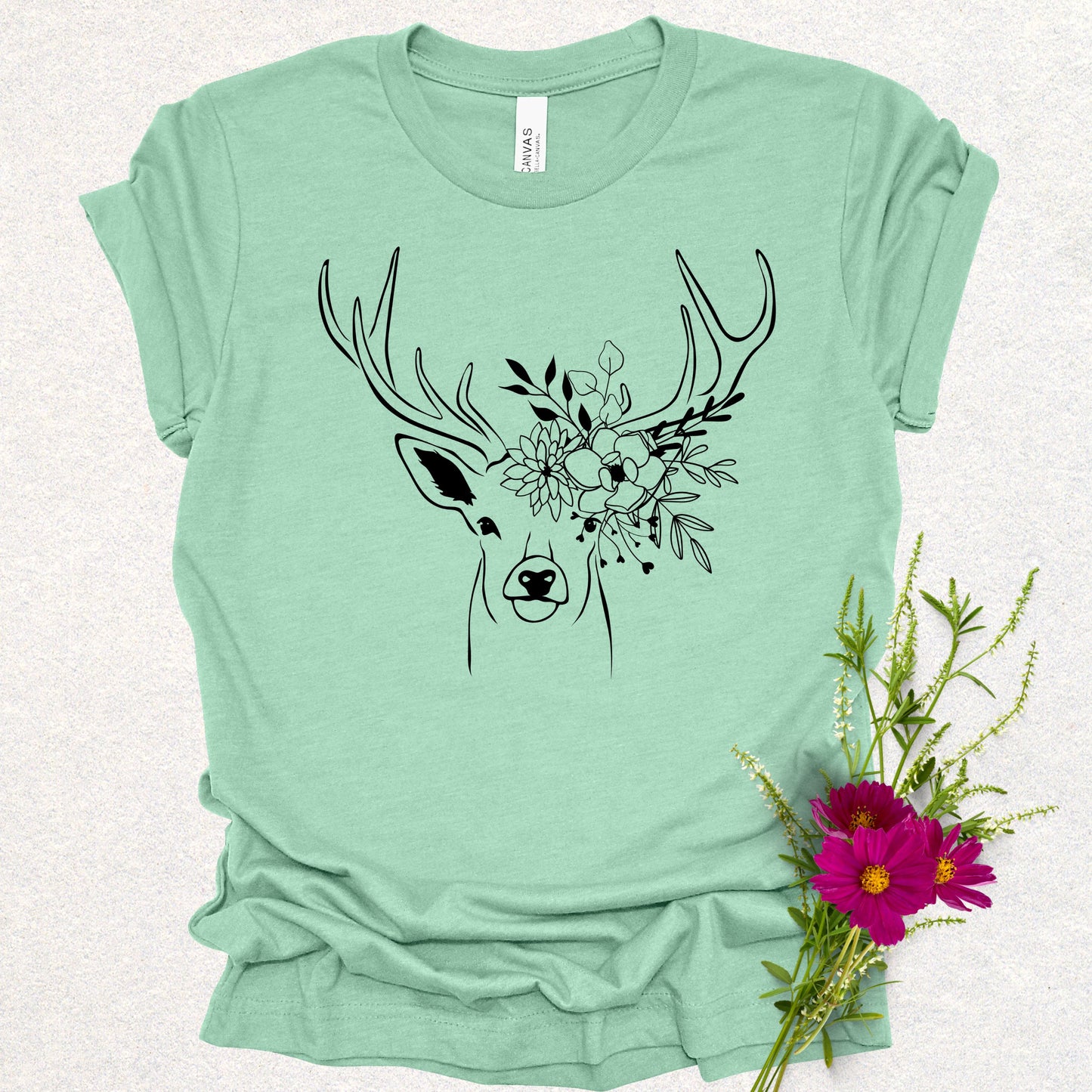 Floral Deer Antlers Tee