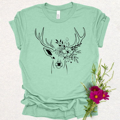 Floral Deer Antlers Tee