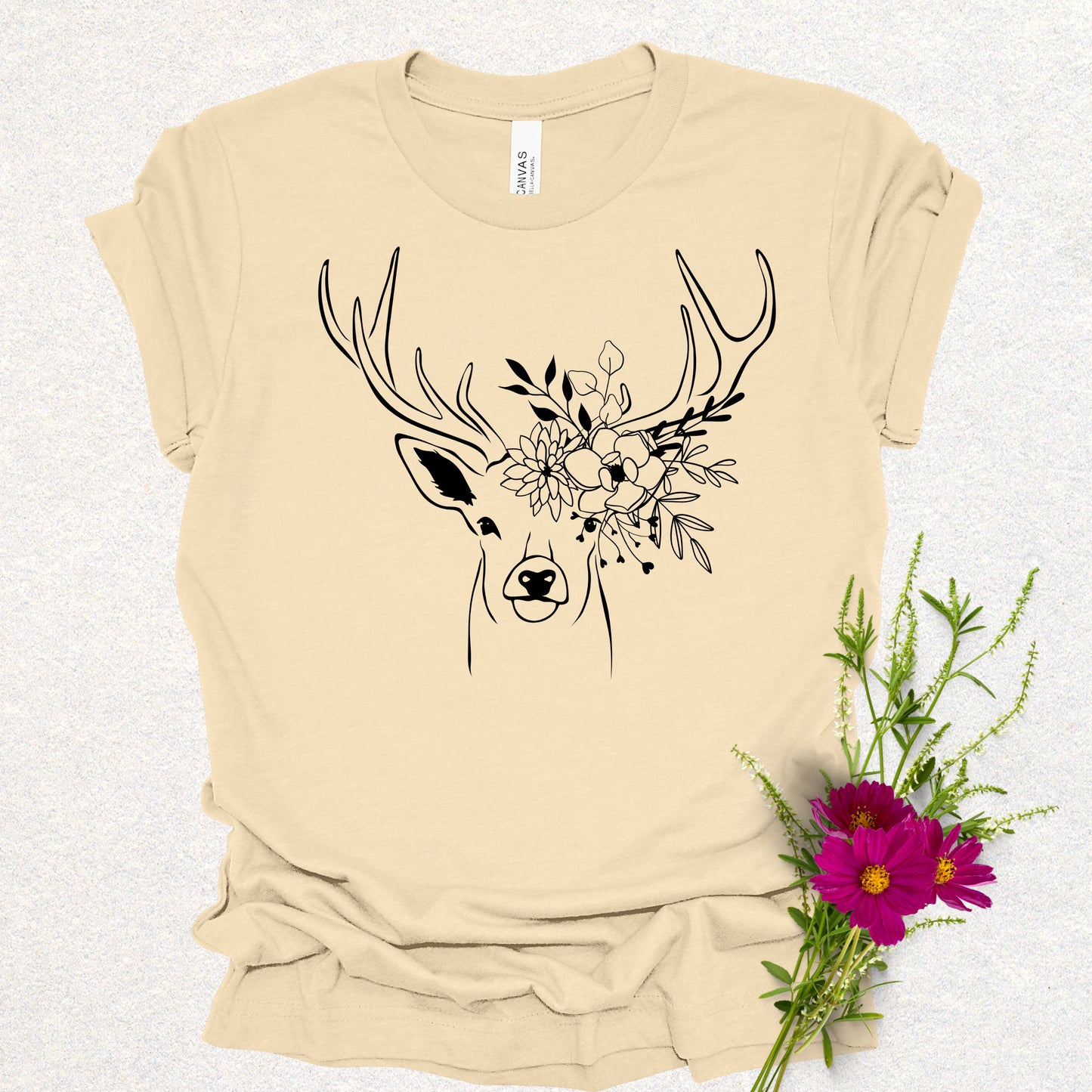 Floral Deer Antlers Tee