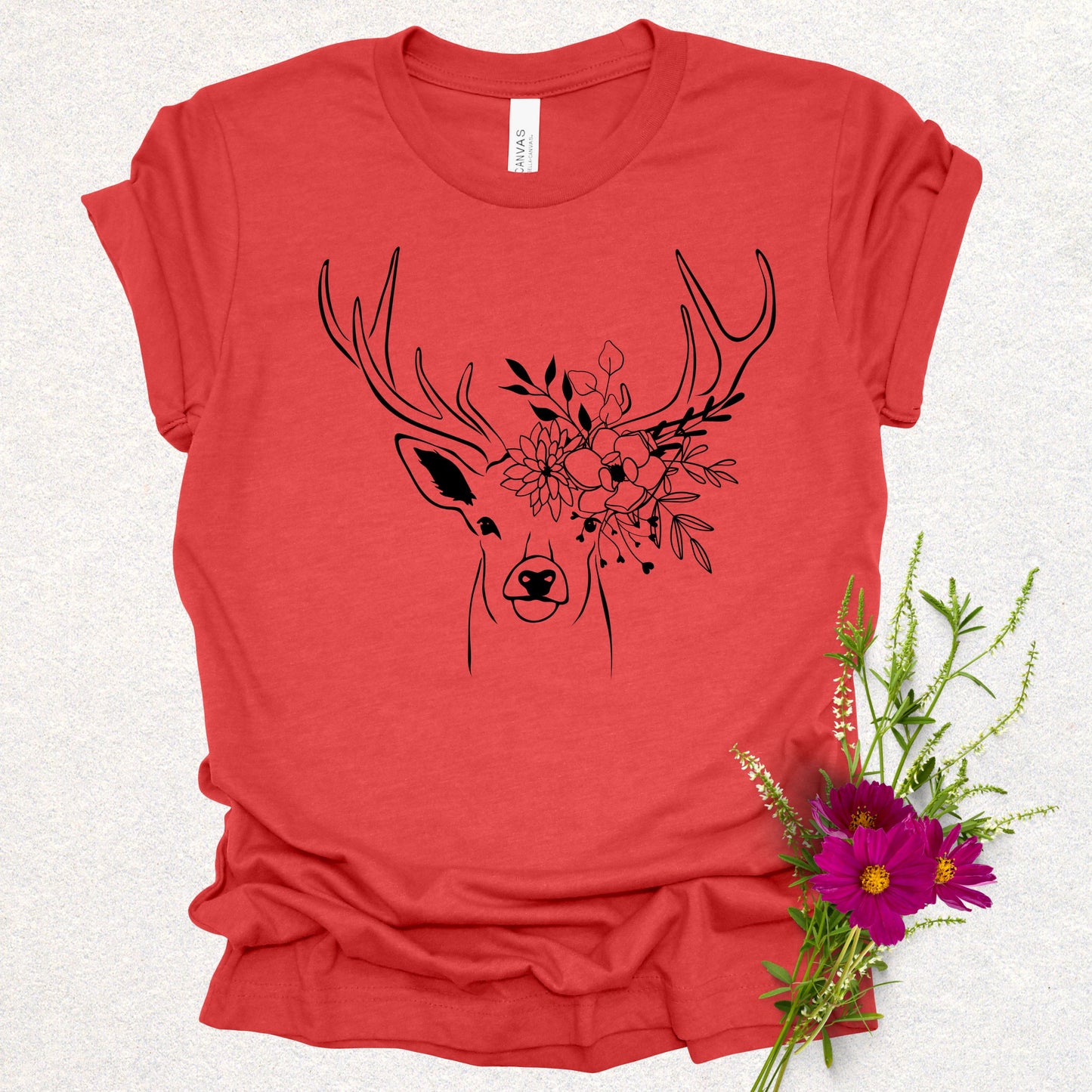 Floral Deer Antlers Tee