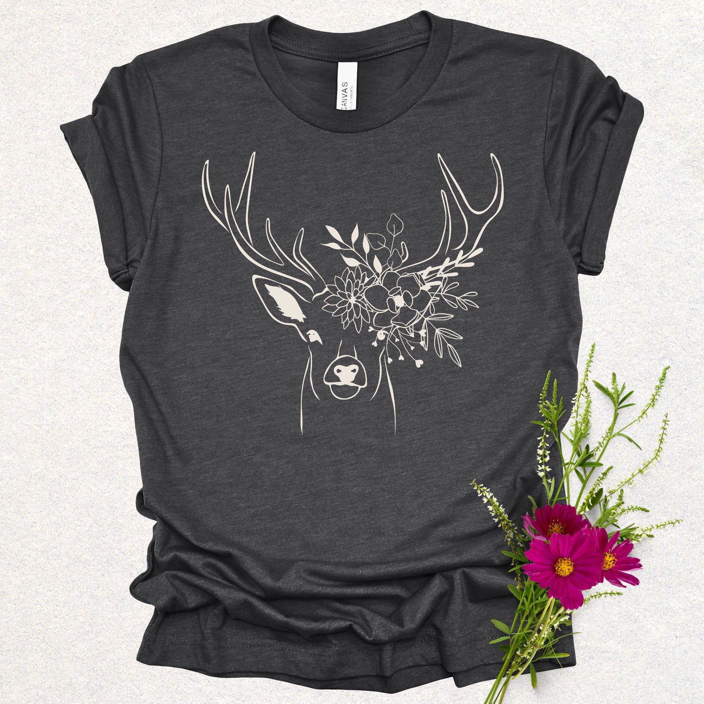 Floral Deer Antlers Tee