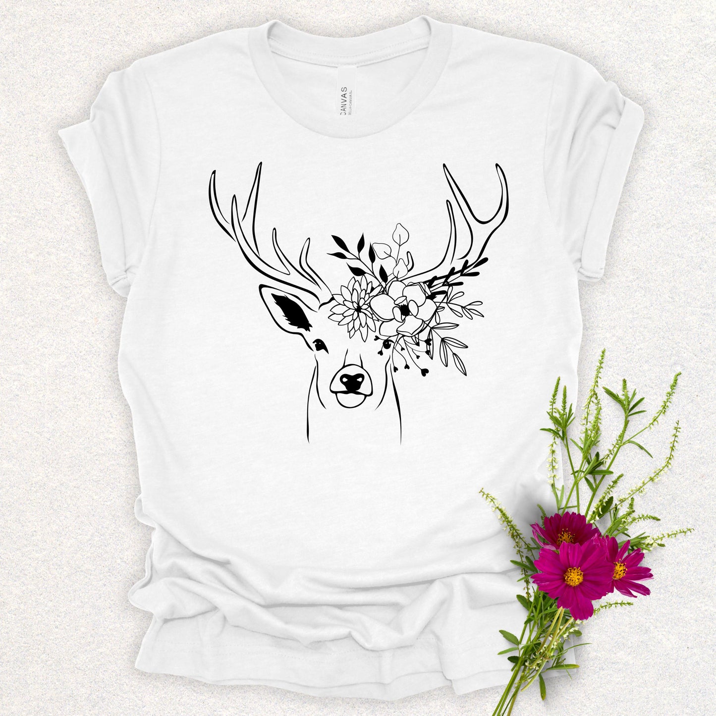 Floral Deer Antlers Tee