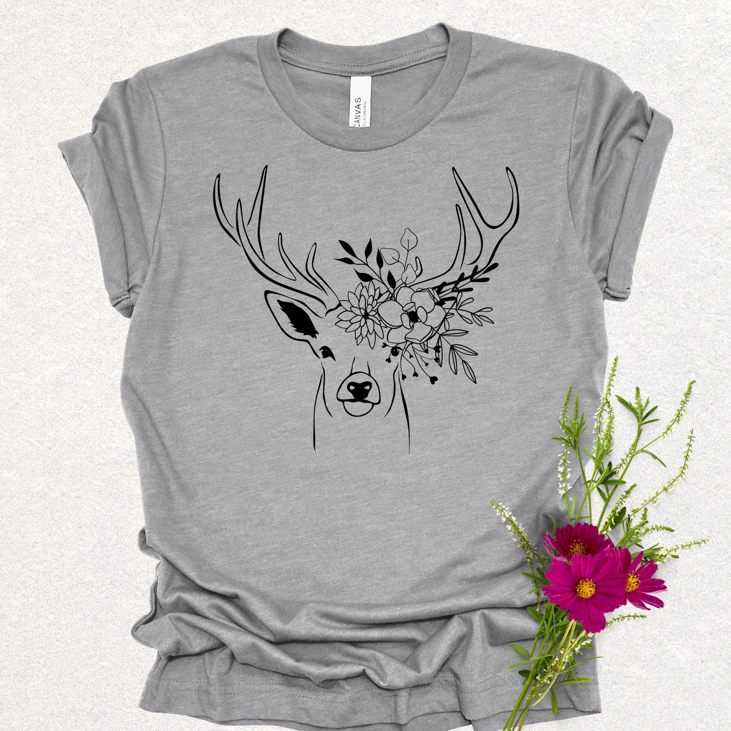Floral Deer Antlers Tee